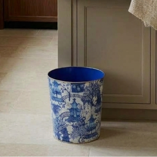 Garden Party Enameled Large Oval Wastebasket - Avail 10/01