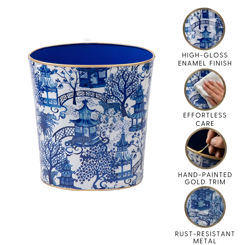 Garden Party Enameled Large Oval Wastebasket - Avail 10/01