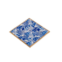 Garden Party Blue Enameled Square Decorative Trinket Tray, Catch All Tray, Jewelry Tray for Vanity, Bathroom, Bedside Home Office -