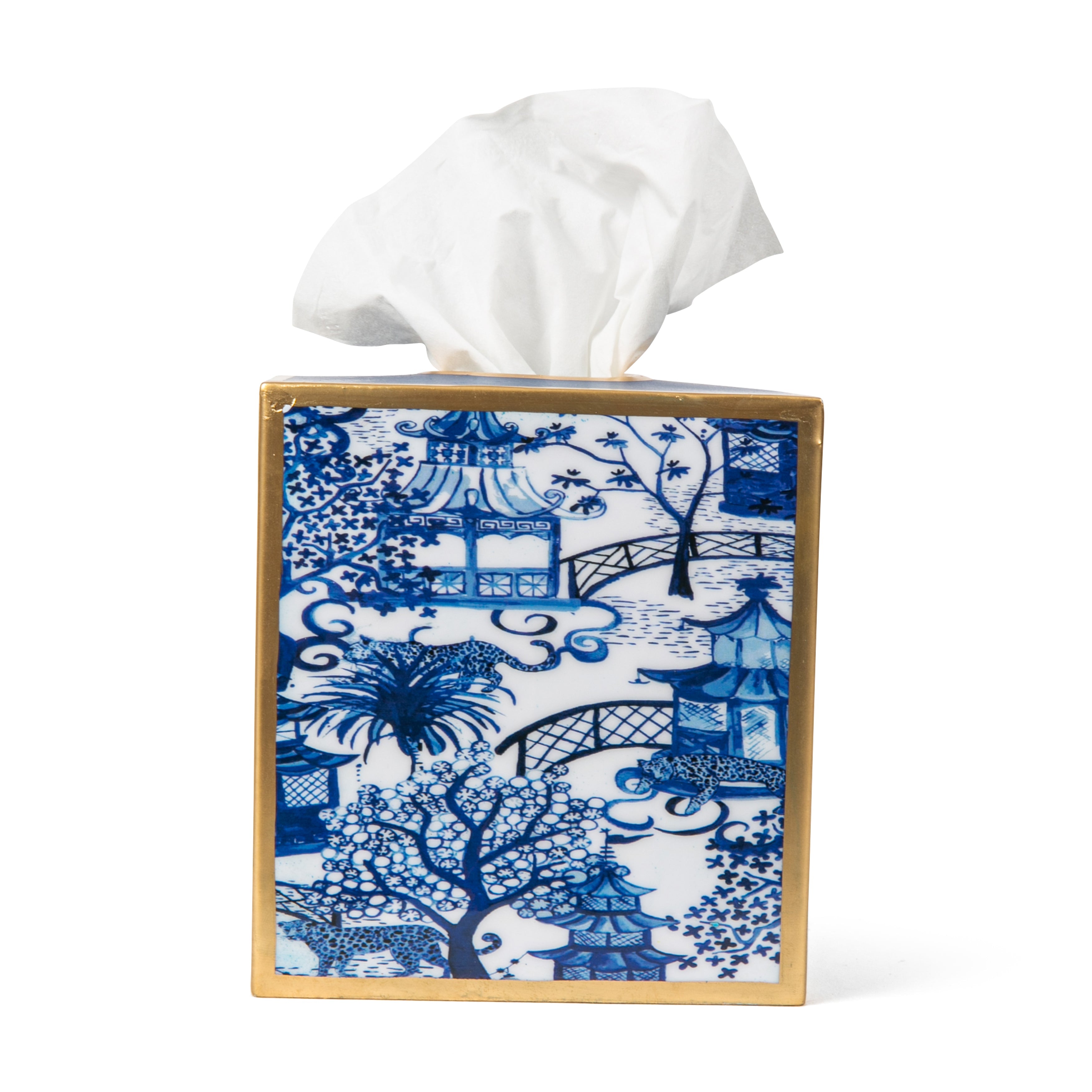 Buy Blue And White Enameled Tissue Box Cover