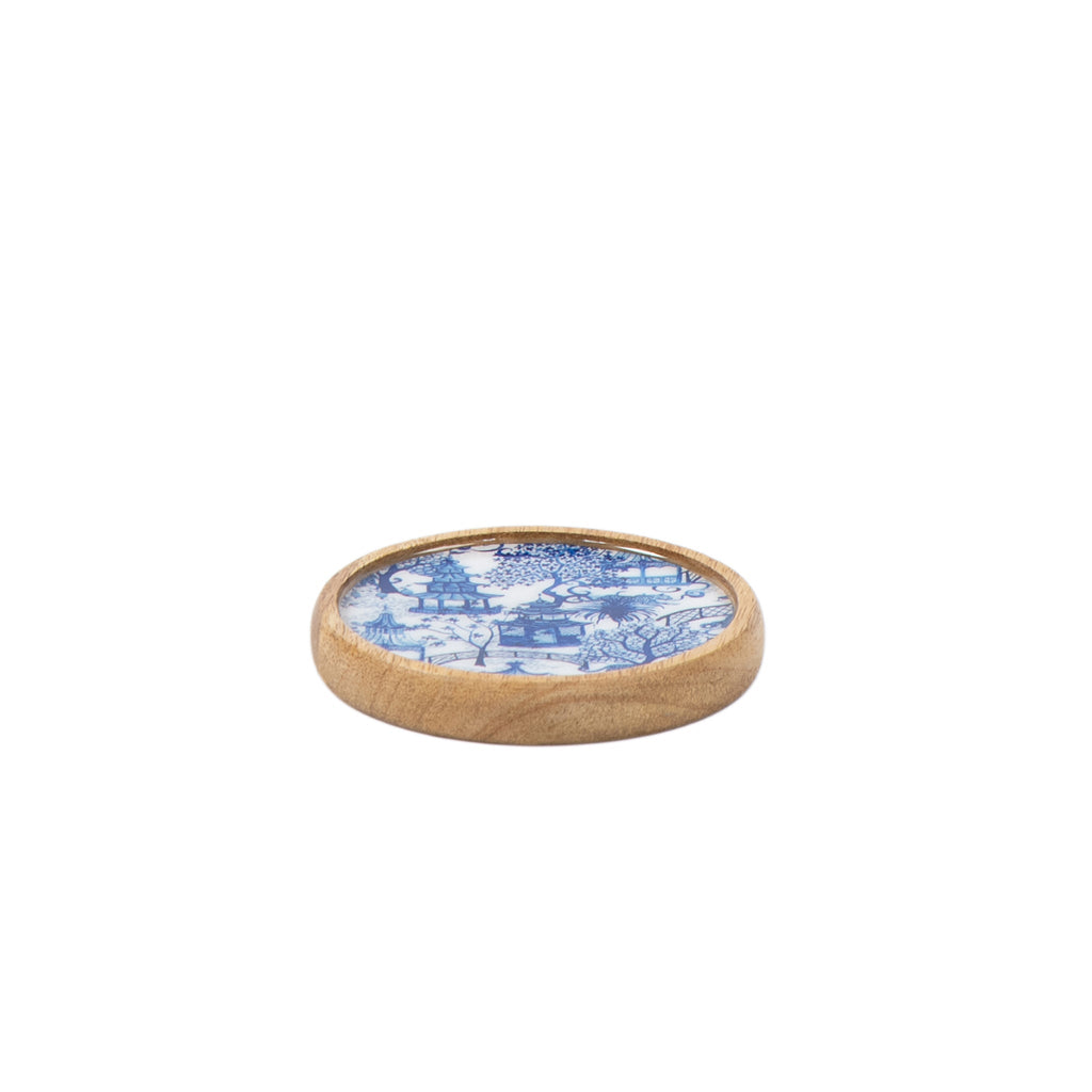 Garden Party Wooden Coasters Set - Mango Wood & Enamel | Set of 4 - Avail 09/21