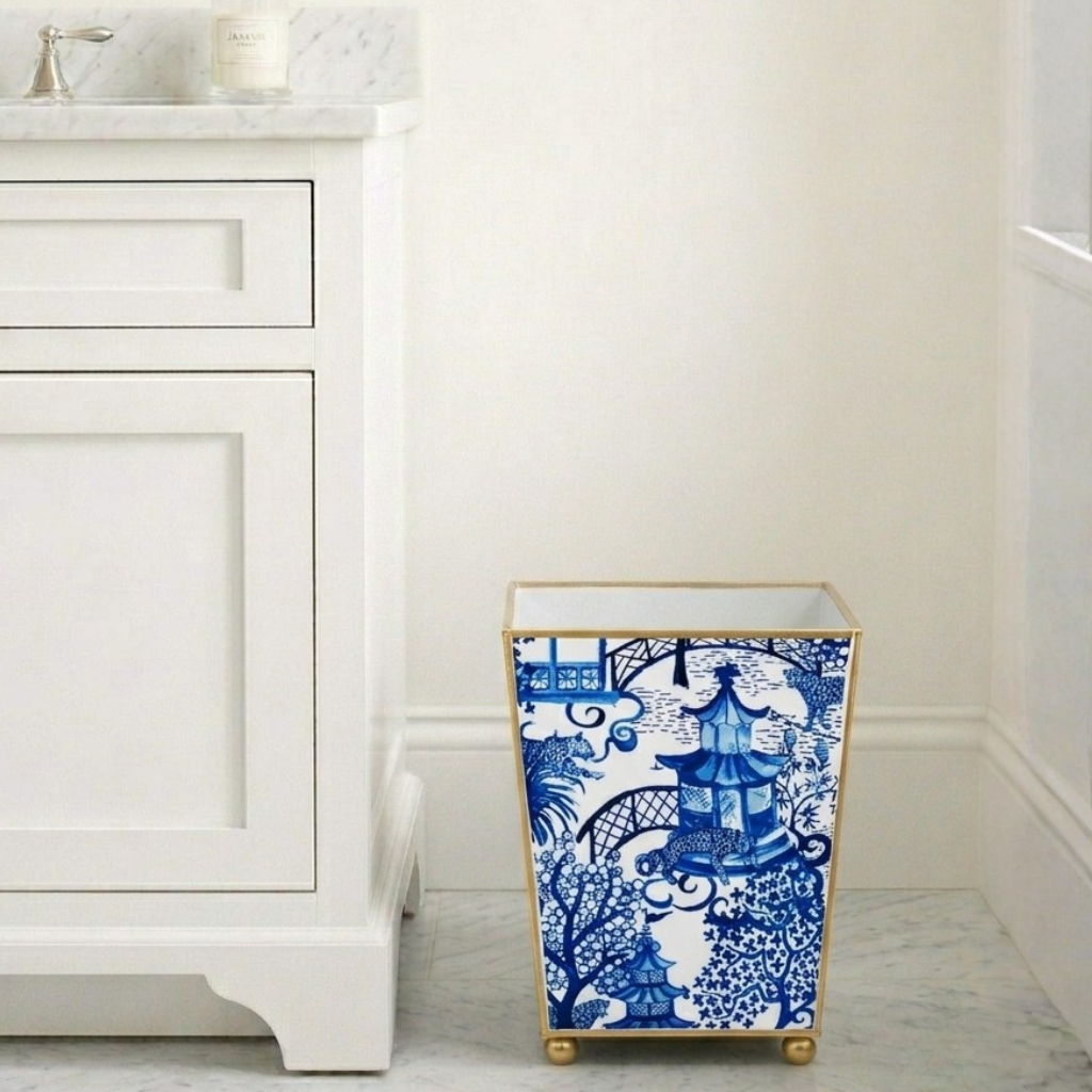 Garden Party Enameled Square Wastebasket - Avail 09/11