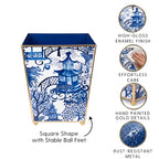 Garden Party Enameled Square Wastebasket