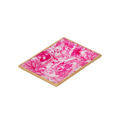 Garden Party White and Pink Enameled Rectangle Catch All Tray, Jewelry Tray for Bathroom, Vanity - Decorative Landry Tray