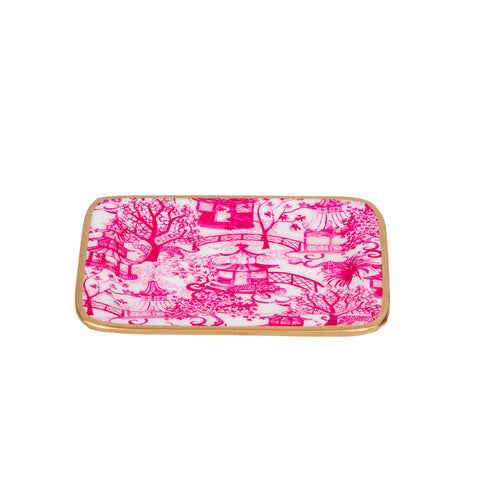 Garden Party Enameled Laney Tray - White & Pink