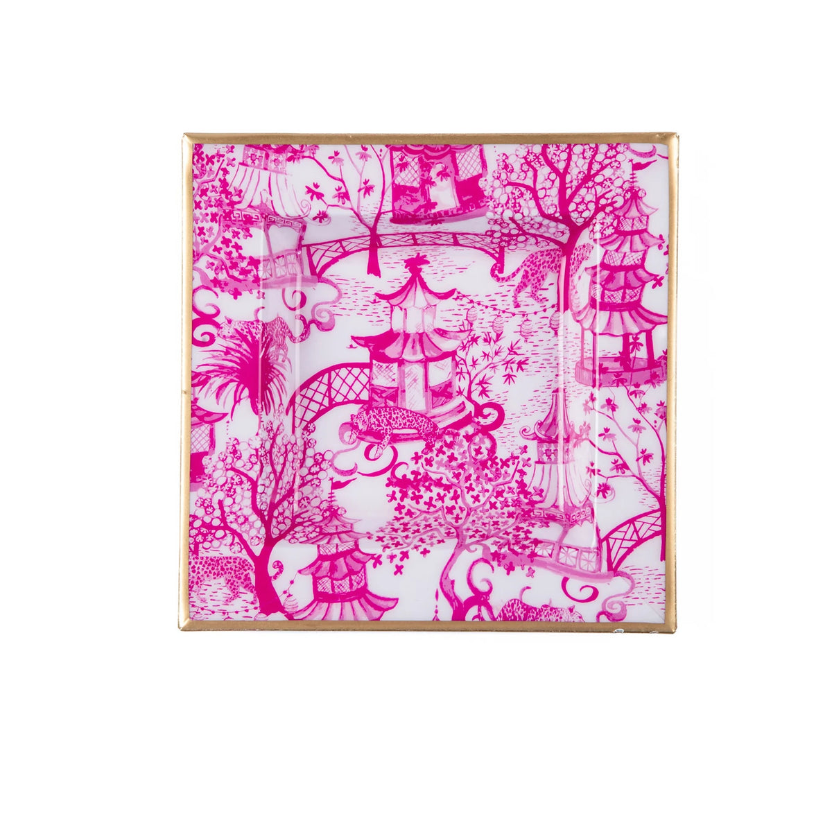 Garden Party Enameled Tori Trinket Tray - White & Pink - Avail 11/27