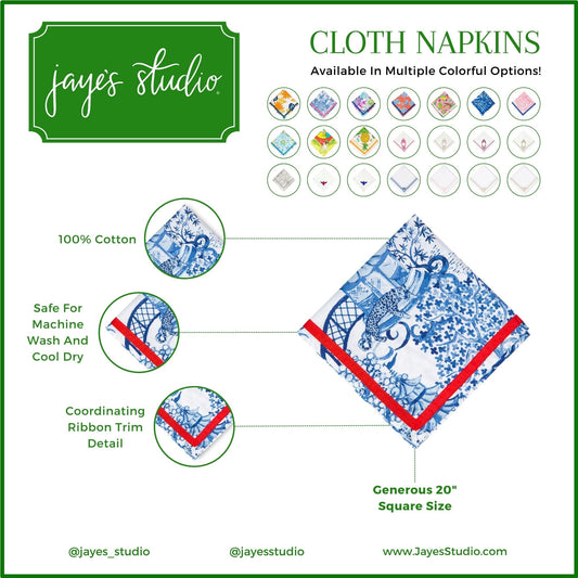 Garden Party Napkin (4 Pack) White with Blue & Red