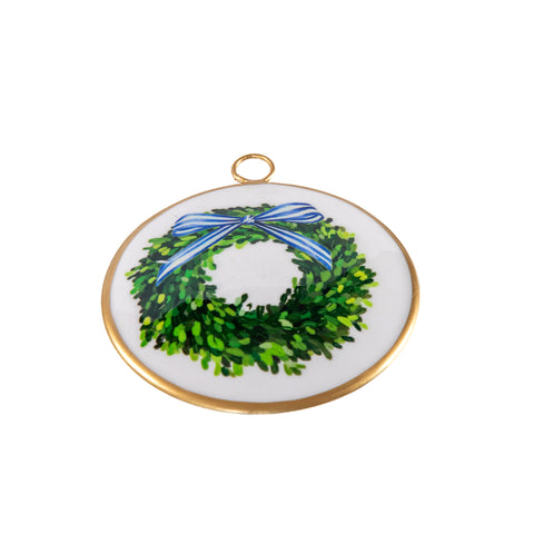 Wreath Bow Ornament (single) - Blue & Green - Avail 12/05