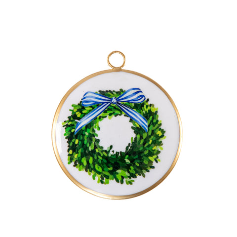 Wreath Bow Ornament (single) - Blue & Green - Avail 12/05