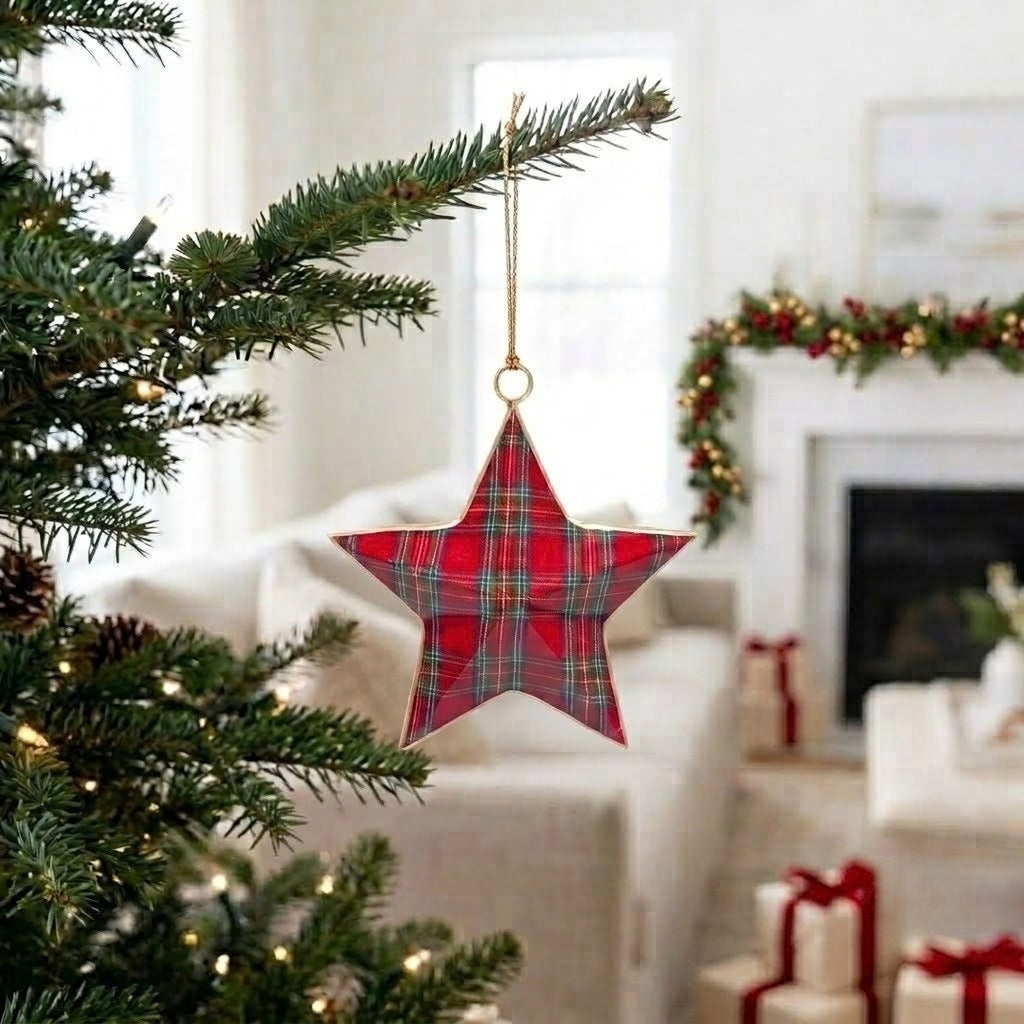 Tartan Plaid Enameled North Star Ornament