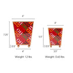 Ho Ho Enameled Square Cachepot Planter - Red