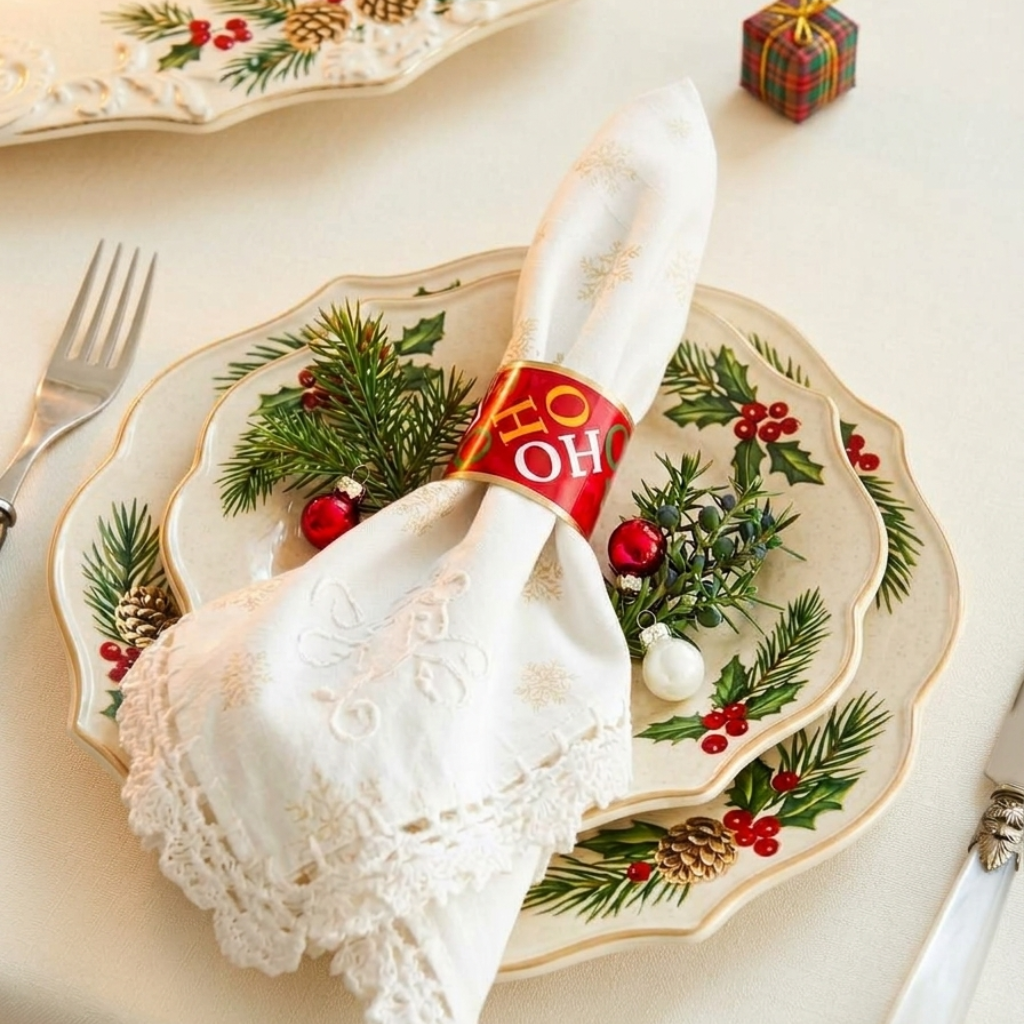 Ho Ho Enameled Napkin Ring (4pk)