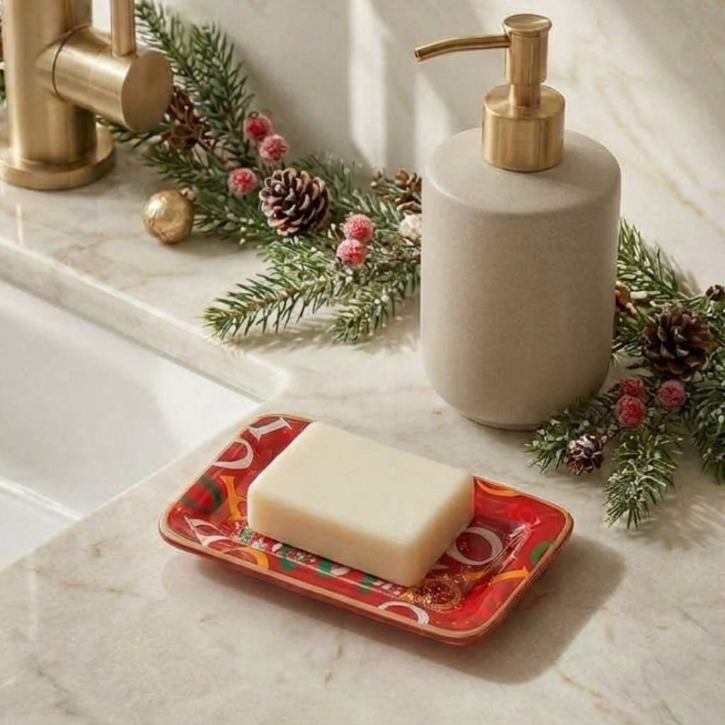 Ho Ho Enameled Laney Soap Dish - Red