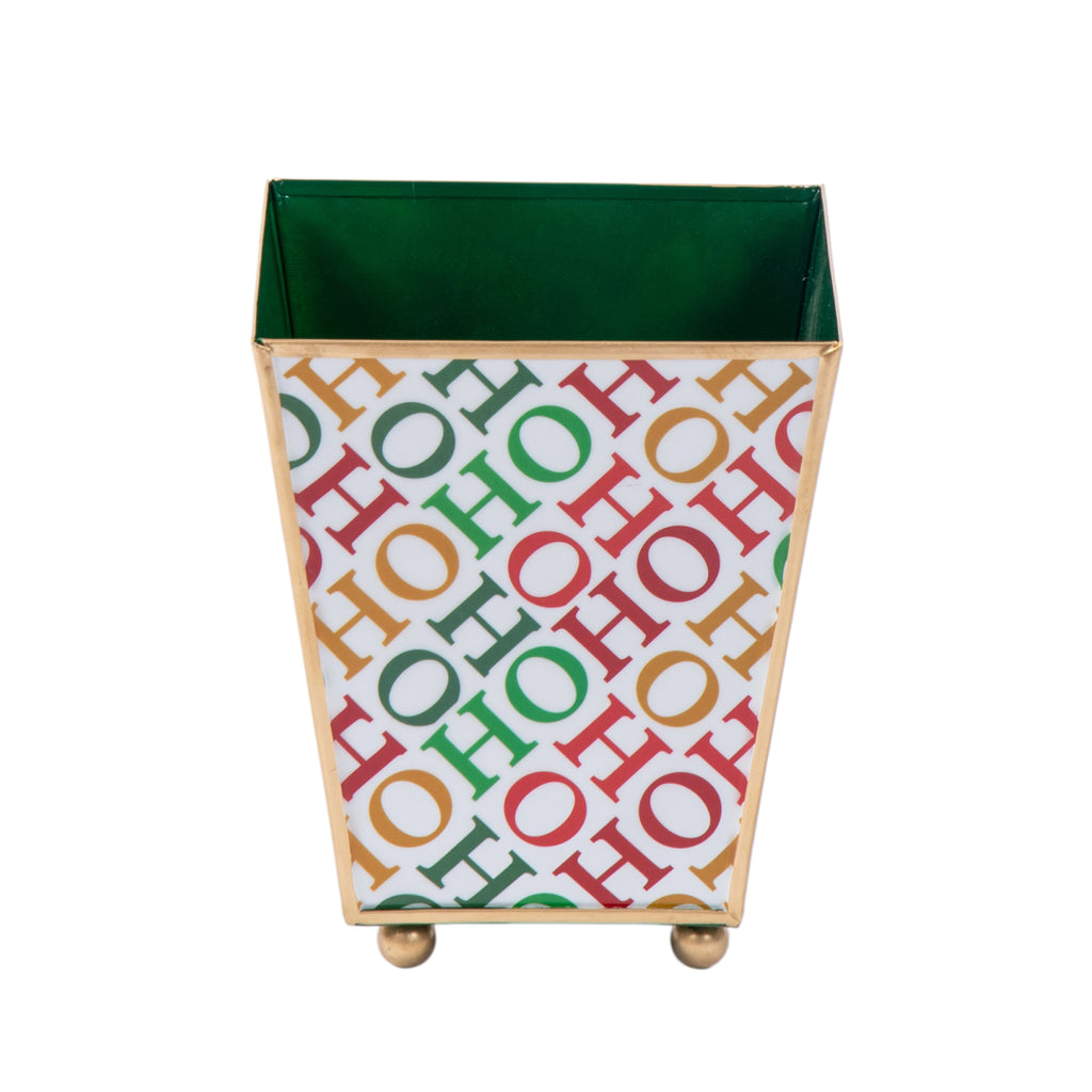 Ho Ho Enameled Square Cachepot Planter - White