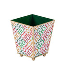 Ho Ho Enameled Square Cachepot Planter - White