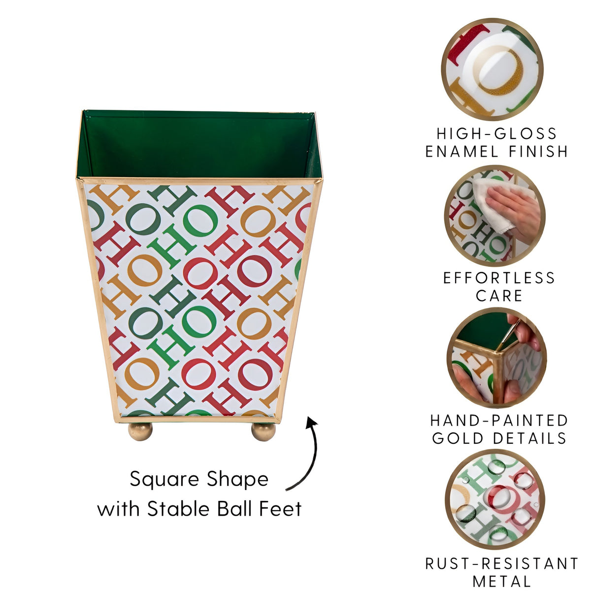 Ho Ho Enameled Square Cachepot Planter - White
