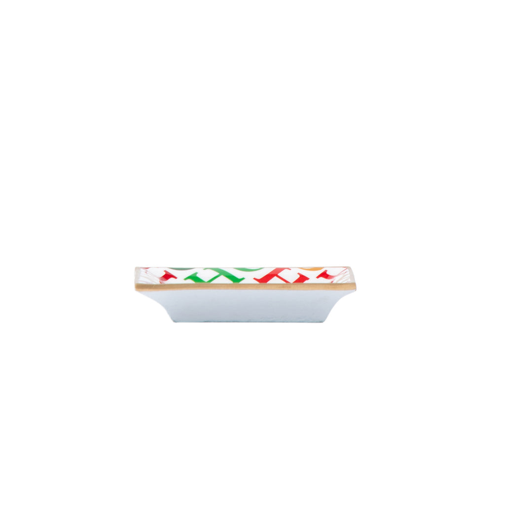Ho Ho Enameled Landry Jewelry Tray - White