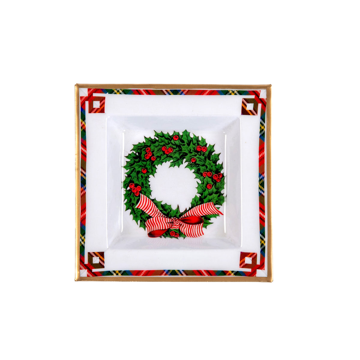 Red Wreath Enameled Tori Trinket Tray - Red - Avail 12/05