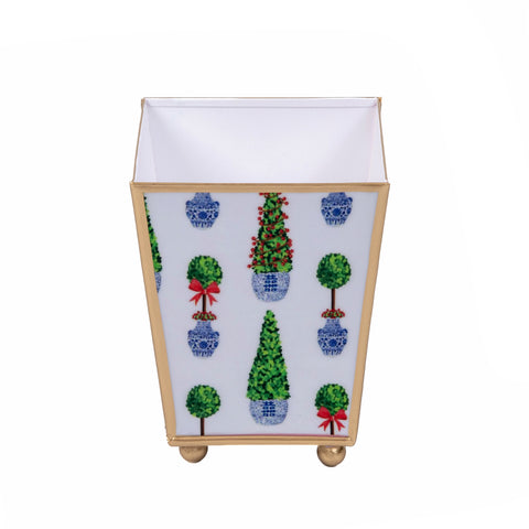 Christmas Trimmings Enameled Square Cachepot Planter 4 - Multi-Color - Avail 12/05