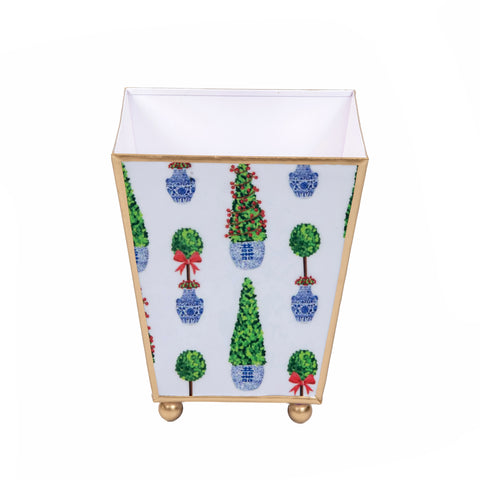 Christmas Trimmings Enameled Square Cachepot Planter 6 - Multi-Color - Avail 12/05