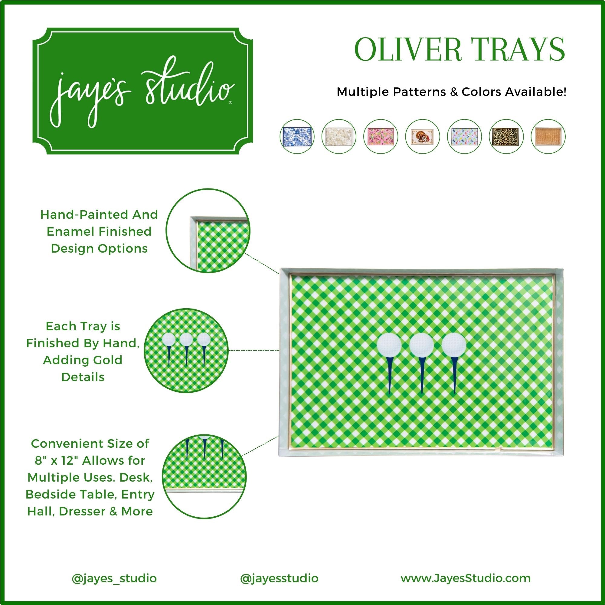 Tee Time Enameled Oliver Tray 8x12
