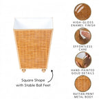 Rattan Enameled Square Cachepot Planter