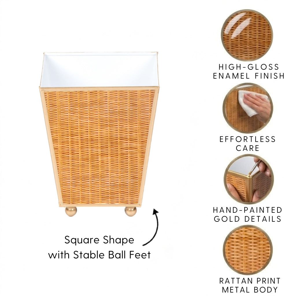 Rattan Enameled Square Cachepot Planter