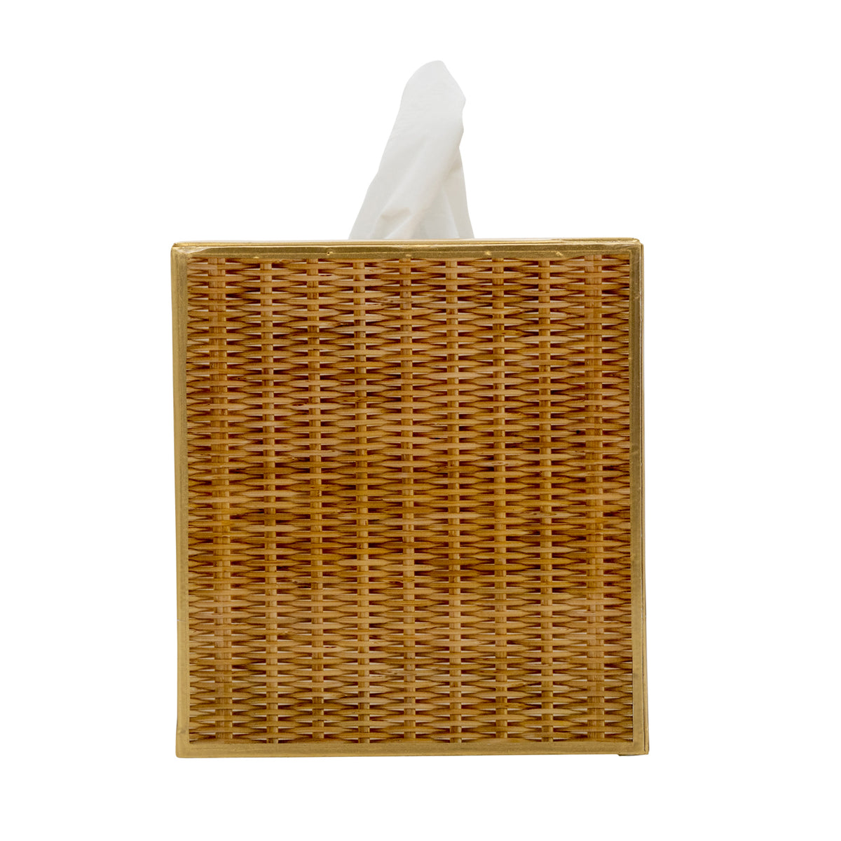 Enameled Beige Square Tissue Box Cover for Bathroom / Bedroom / Living room  - 6 in x 5 in x 5 in - The Rattan Collection - Avail 06/24