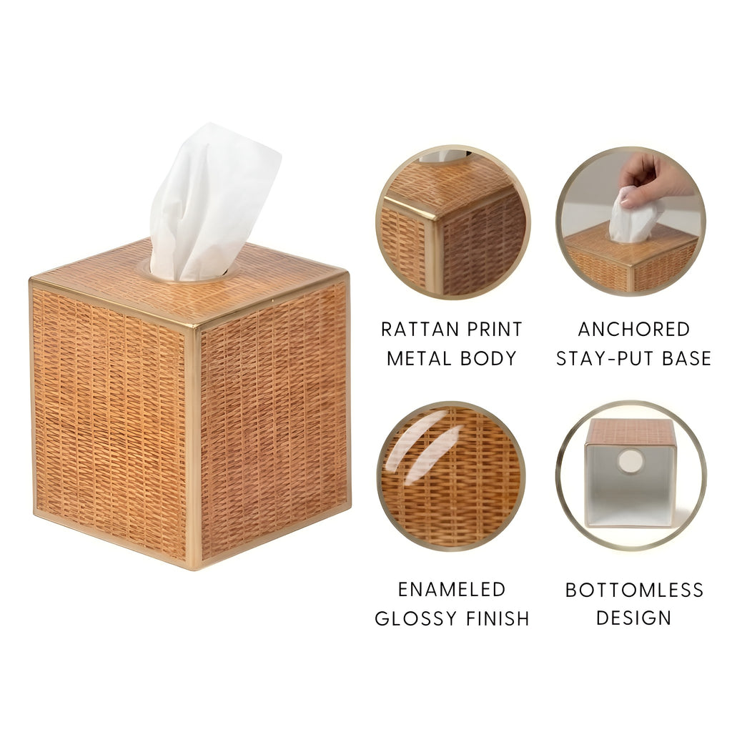 Rattan Enameled Tissue Box Cover