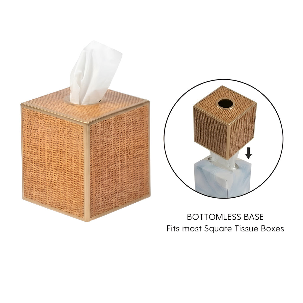 Rattan Enameled Tissue Box Cover