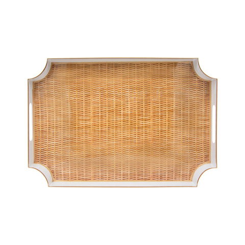 Rattan Enameled Jaye Tray - Brown