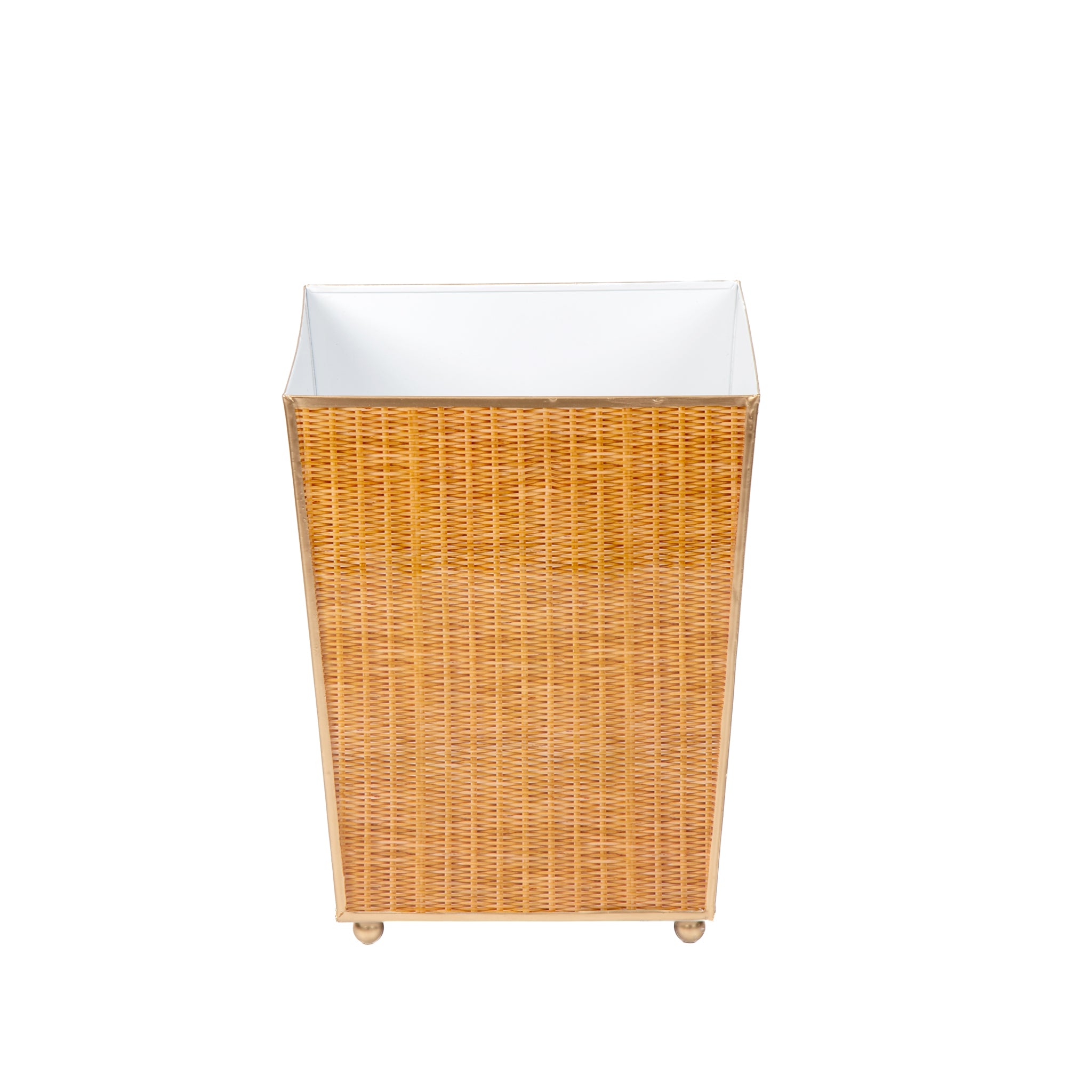 Rattan Enameled Square Wastebasket
