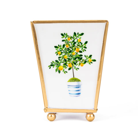 AS-IS - Lemon Zest Enameled Square Cachepot Planter 4