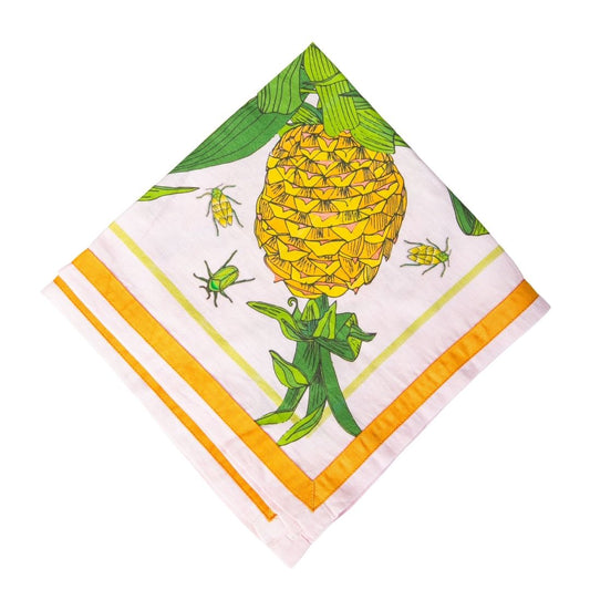 AS-IS - Pineapple Blooms Silk Scarf 36x36 - Seconds FINAL SALE