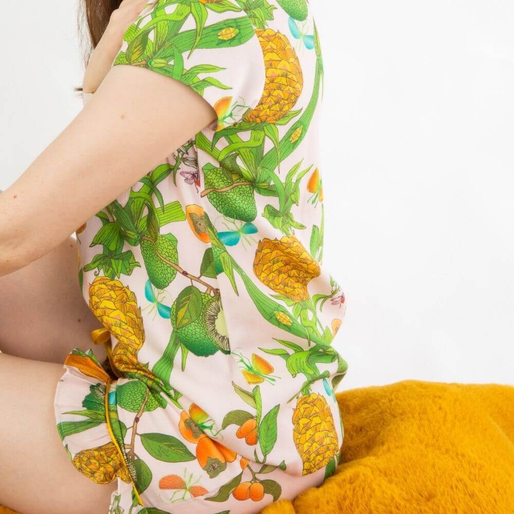 AS-IS - Pineapple Gardens Luxe Ruffled Pajama Summer Set