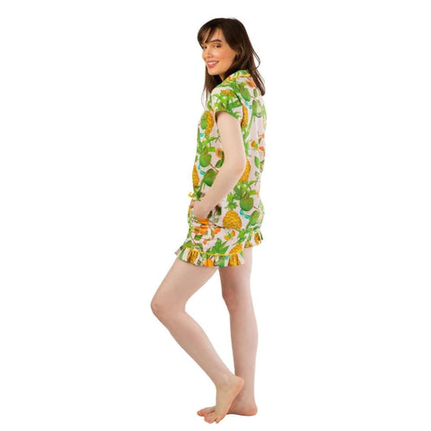 AS-IS - Pineapple Gardens Luxe Ruffled Pajama Summer Set