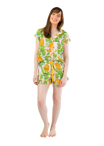 AS-IS - Pineapple Gardens Luxe Ruffled Pajama Summer Set