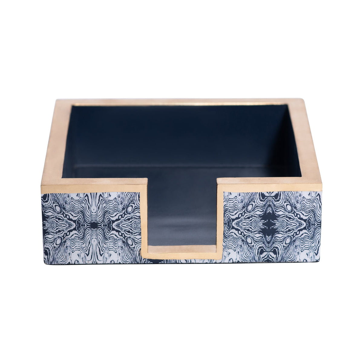 Faux Bois Amelia Cocktail Napkin Tray - White & Blue