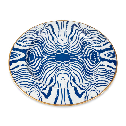 Faux Bois Enameled Charger (4 Pack) White & Blue