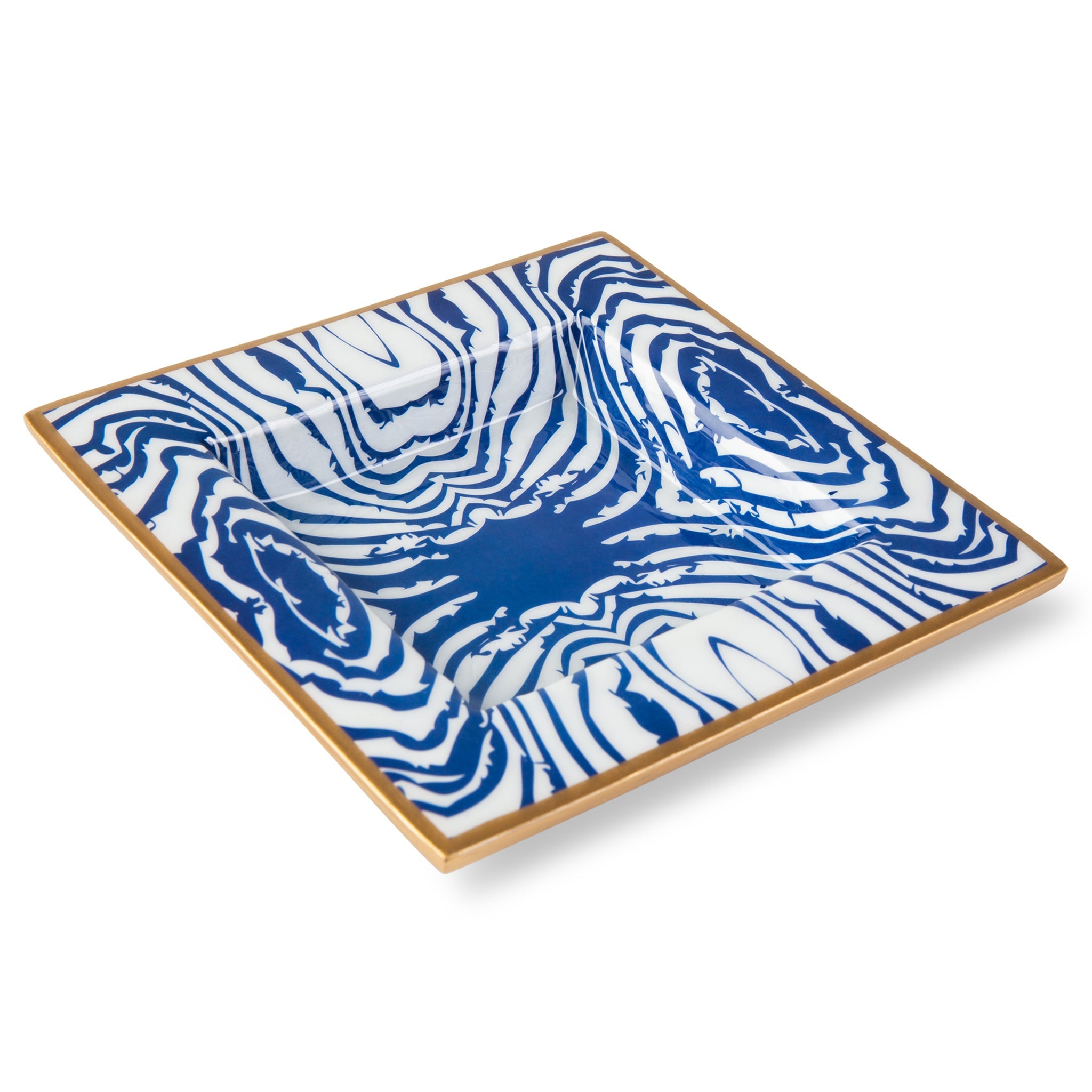 Faux Bois Enameled Smidge Tray White & Blue