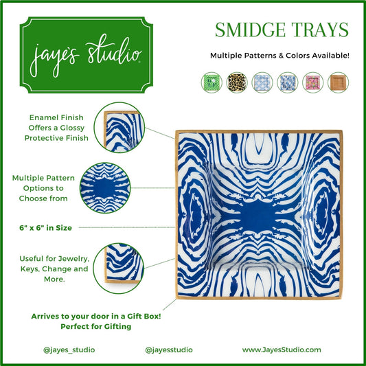 Faux Bois Enameled Smidge Tray White & Blue