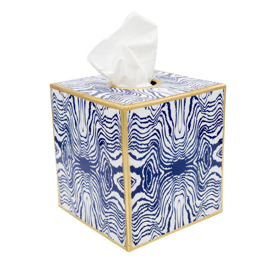 Blue And White Tissue Box Cover (Enameled)