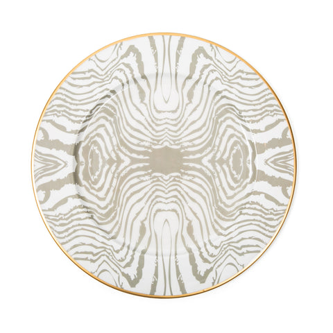 White & Taupe Enameled Charger Plates for Table Top / Serving / Dinnerware / Tablesetting / Placemats made with High quality metal - designed by Jaye's Studio - Faux Bois Collection 13.75"