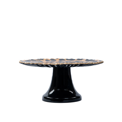 AS-IS - Leopard Spots Enameled Pedestal Stand - Seconds FINAL SALE