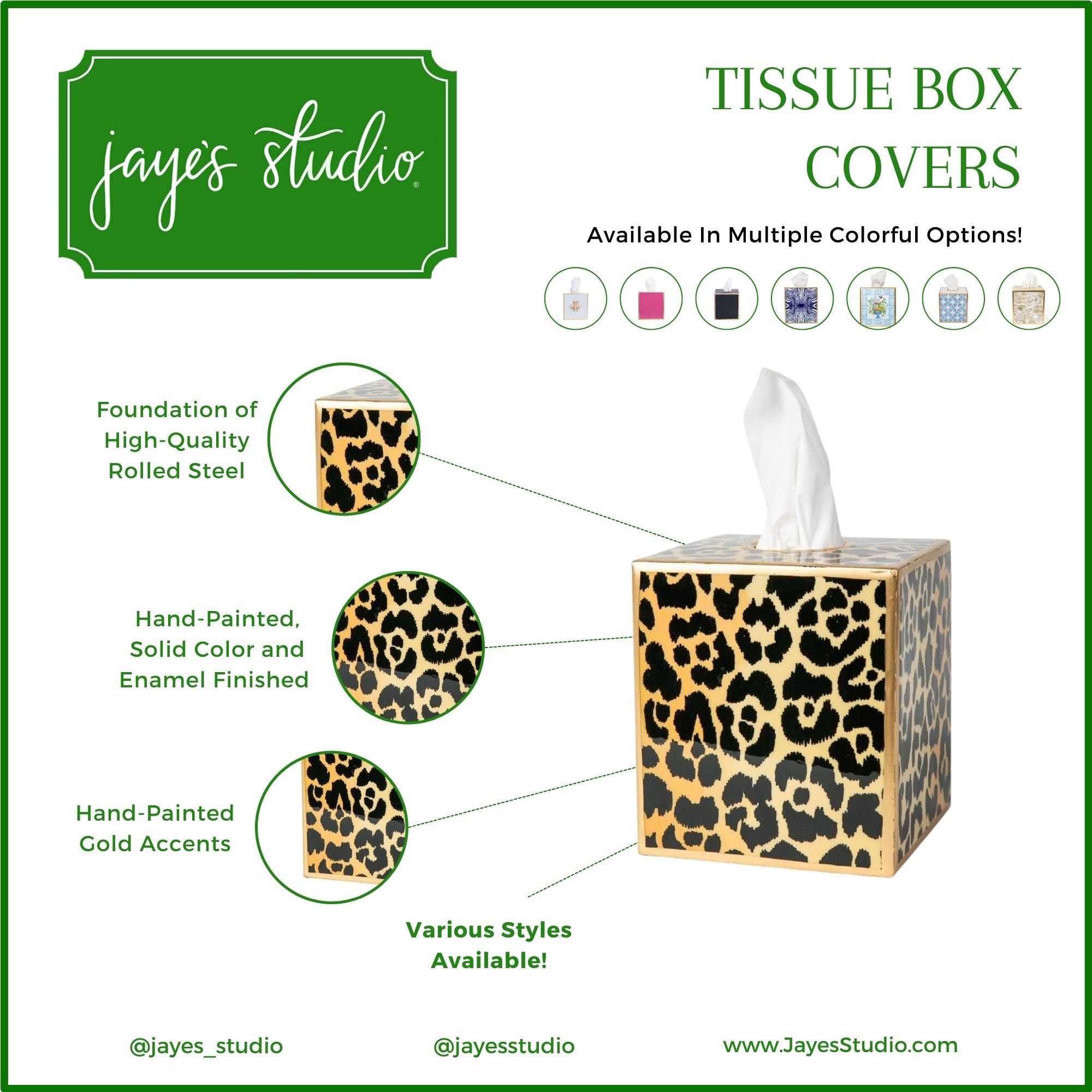 Leopard Spots Enameled Tissue Box Cover