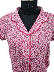 Leopard Spots Luxe Sateen Capri Pajama Set - Pink