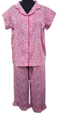 Leopard Spots Luxe Sateen Capri Pajama Set - Pink