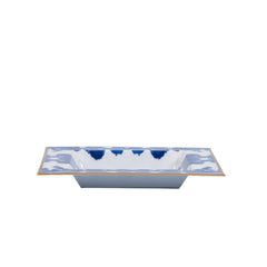 Ink Blot Blue Enameled Square Decorative Trinket Tray, Catch All Tray, Jewelry Tray for Vanity, Bathroom, Bedside Home Office -