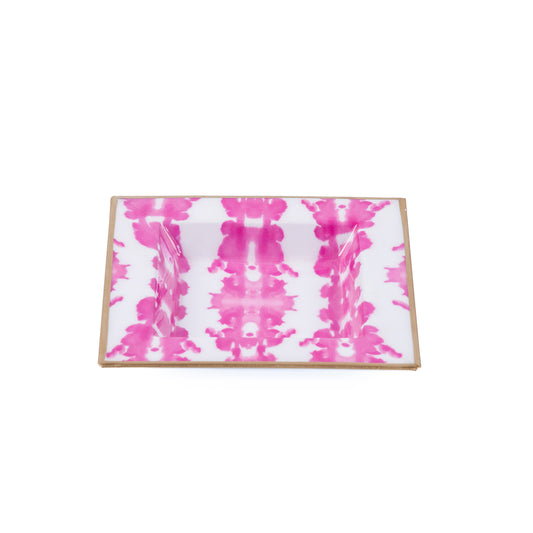 Ink Blot Enameled Tori Trinket Tray - White & Pink - Avail 8/19