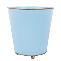 Mattie Light Blue Round Metal Cachepot For Bedroom, Office, Kitchen, Living Room